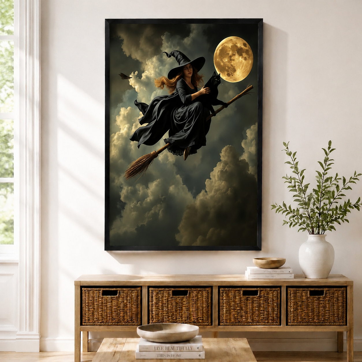 Gothic Witch Moon Canvas Wall Art Dark Fantasy