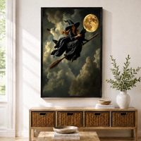 Gothic Witch Moon Canvas Wall Art Dark Fantasy