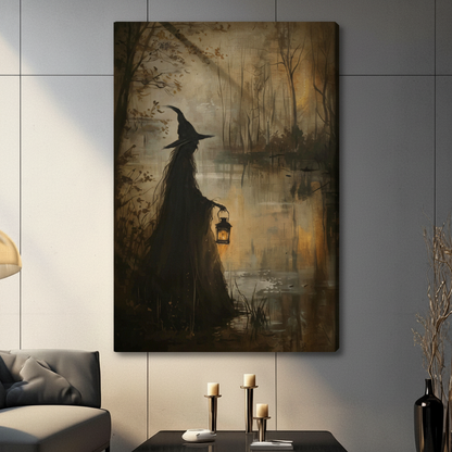 Swamp Witch Lantern Gothic Canvas Art Wall Art