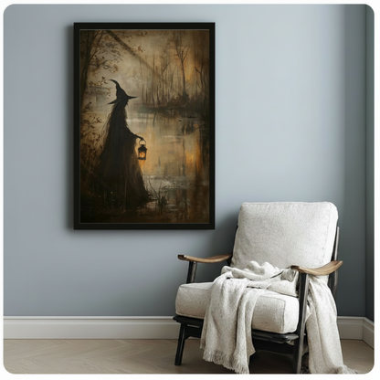 Swamp Witch Lantern Gothic Canvas Art Wall Art