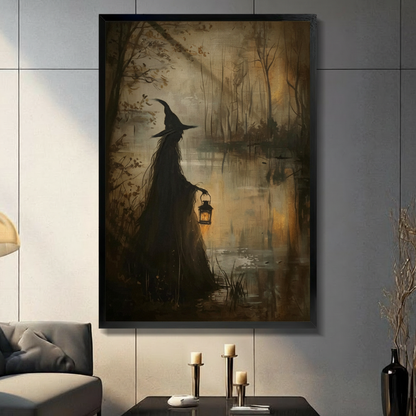 Swamp Witch Lantern Gothic Canvas Art Wall Art