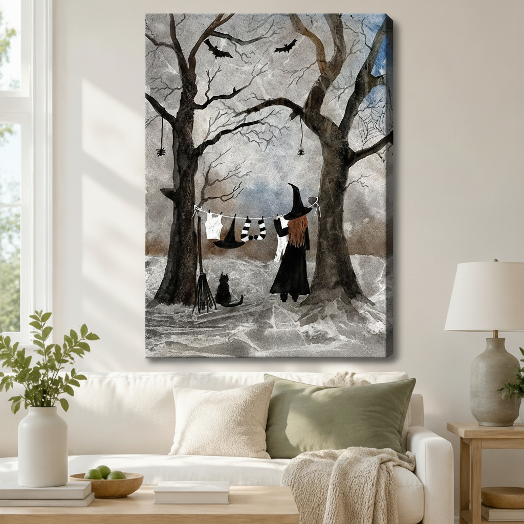 Gothic Witch Forest Canvas Wall Art