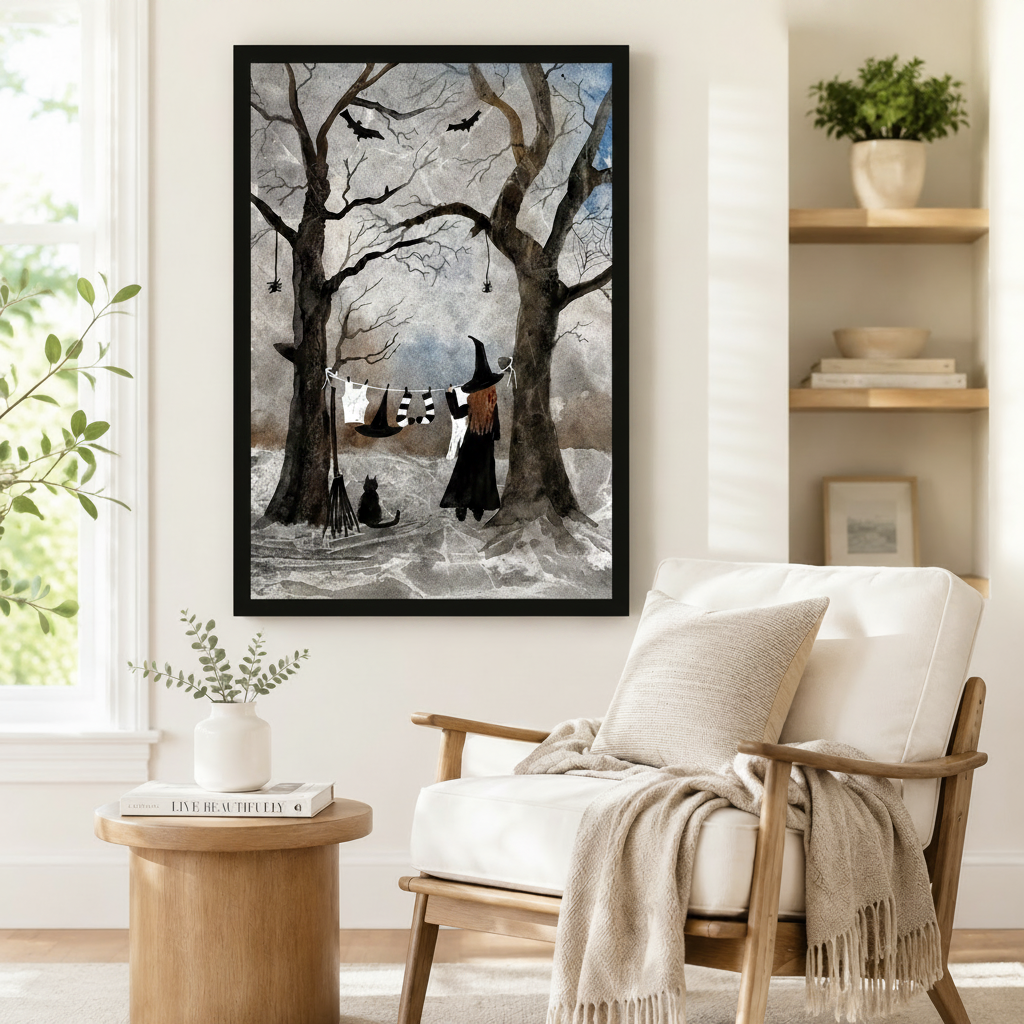 Gothic Witch Forest Canvas Wall Art