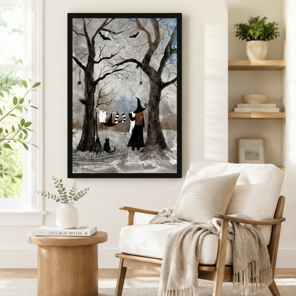 Gothic Witch Forest Canvas Wall Art