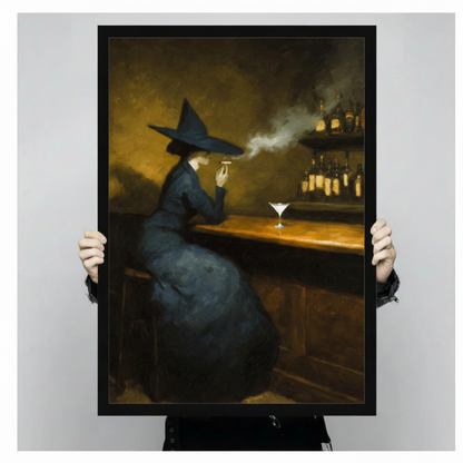 Vintage Witch at Bar Martini Canvas Art Wall Art