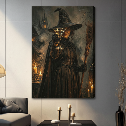 Gothic Witch Martini Canvas Wall Art