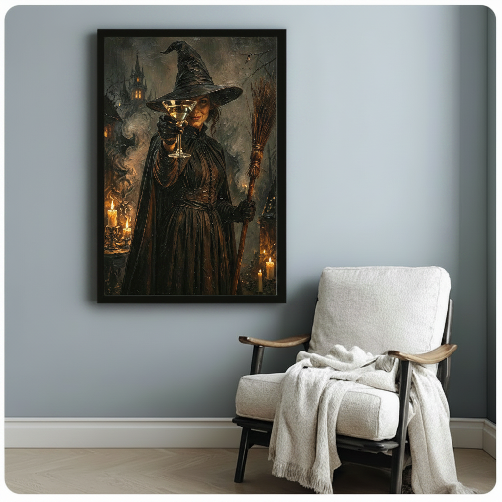 Gothic Witch Martini Canvas Wall Art