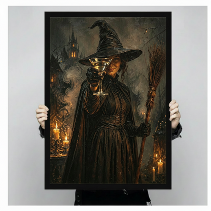 Gothic Witch Martini Canvas Wall Art