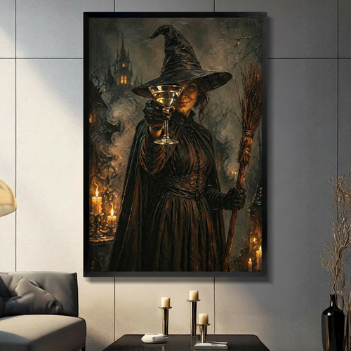 Gothic Witch Martini Canvas Wall Art