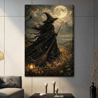 Full Moon Witch Field Gothic Canvas Art Wall Art
