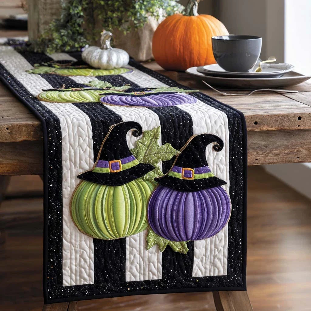 Witch Pumpkins Quilted Table Runner