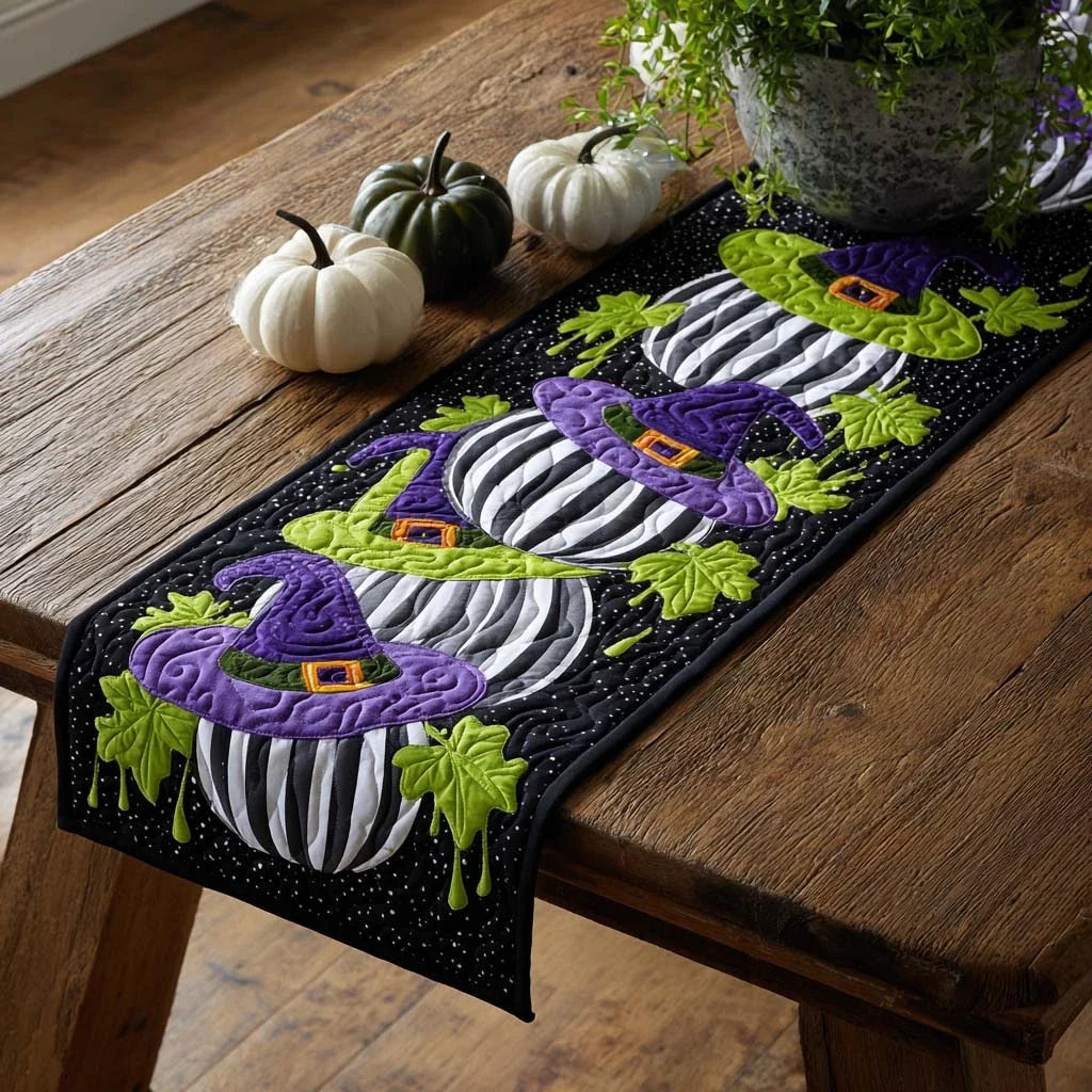 Witch Stripes Quilted Table Runner