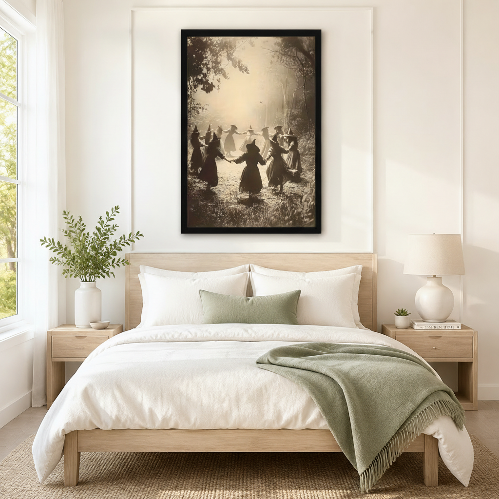 Vintage Witches Dance Mystical Forest Canvas Art
