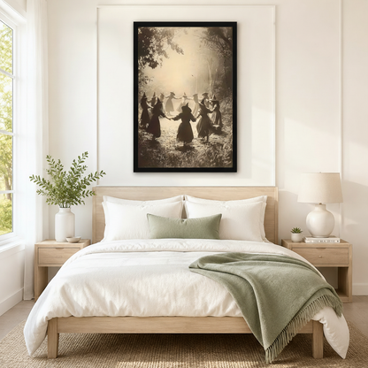 Vintage Witches Dance Mystical Forest Canvas Art