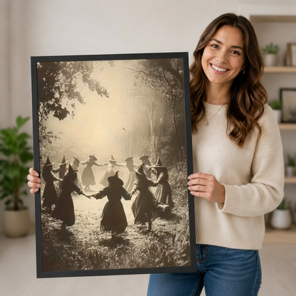 Vintage Witches Dance Mystical Forest Canvas Art