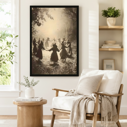 Vintage Witches Dance Mystical Forest Canvas Art