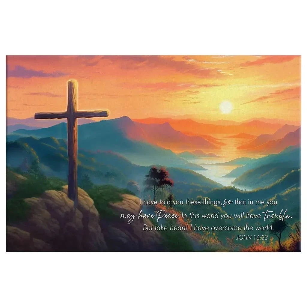 take heart i have overcome the world john 16 33 niv wall art canvas (Landscape) (view 8)