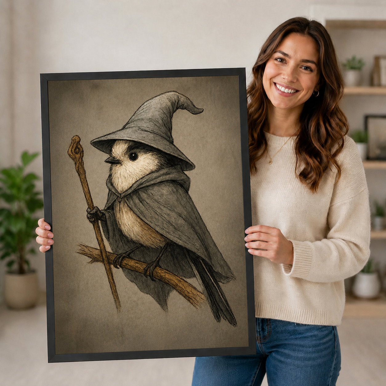 Wizard Bird Gothic Fantasy Canvas Wall Art