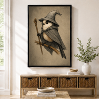 Wizard Bird Gothic Fantasy Canvas Wall Art