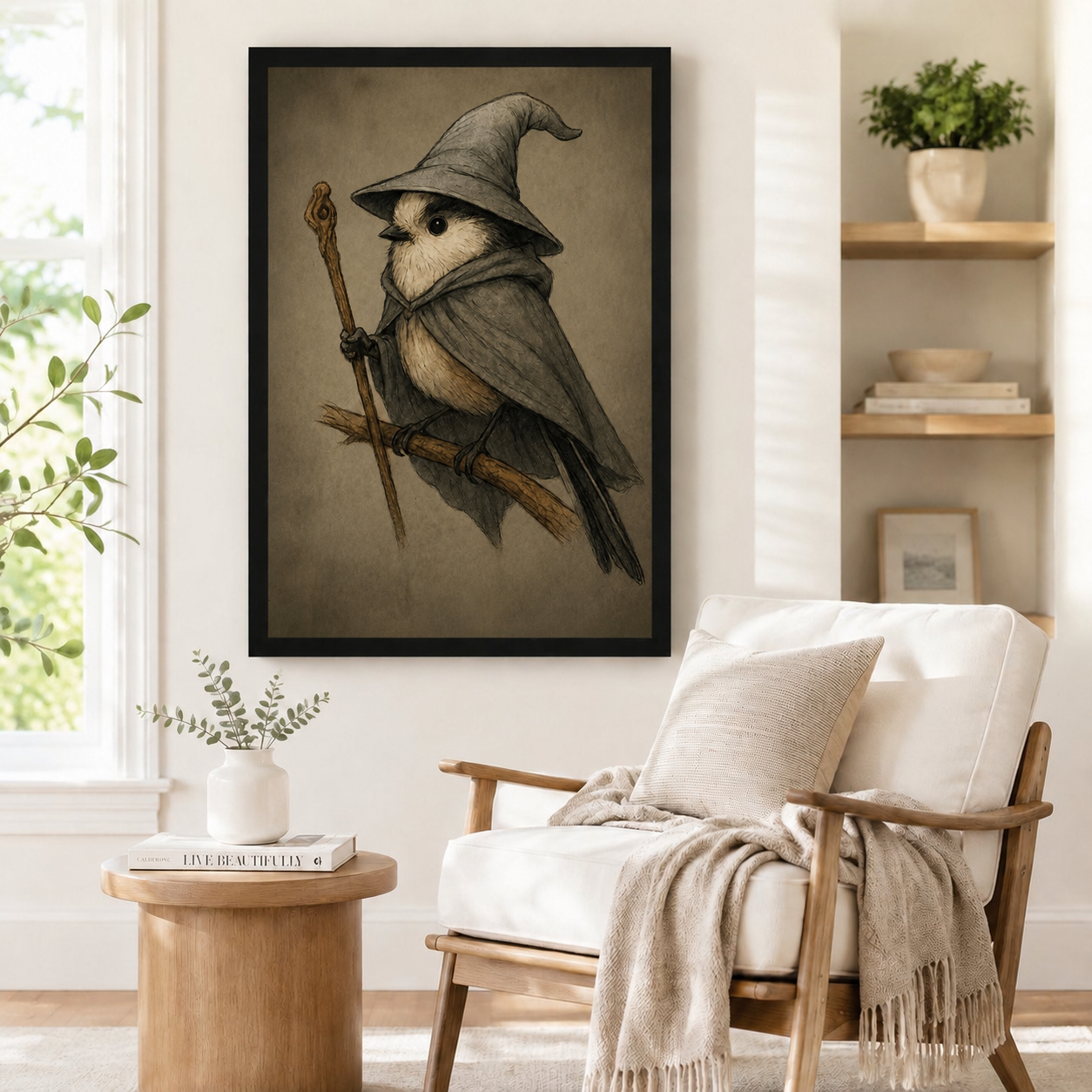 Wizard Bird Gothic Fantasy Canvas Wall Art