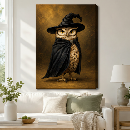 Gothic Witch Owl Halloween Framed Canvas Art Wall Art