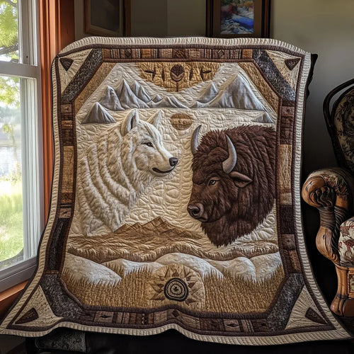 Wolf & Bison Quilt Blanket