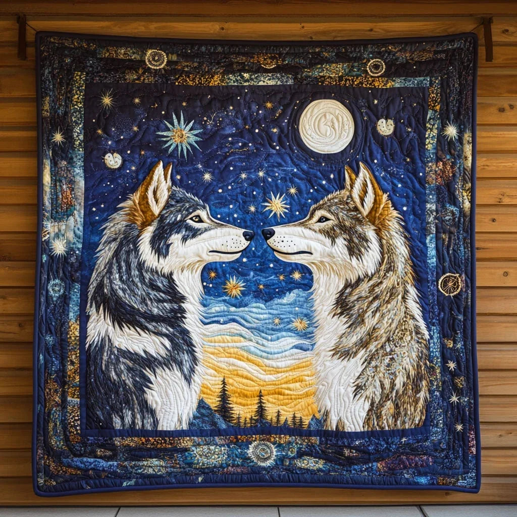 Wolf Couple Quilt Blanket