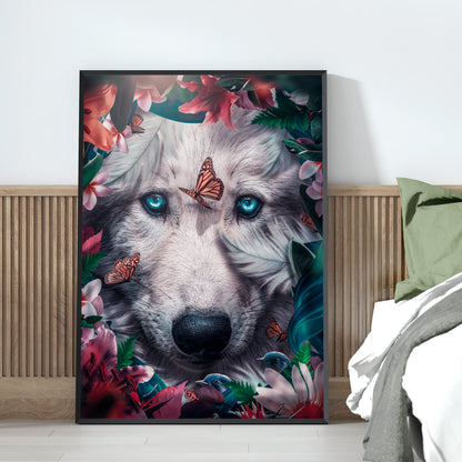 Floral Wolf Canvas Wall Art