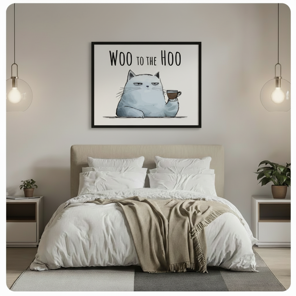 Grumpy Cat Coffee Framed Canvas Wall Art