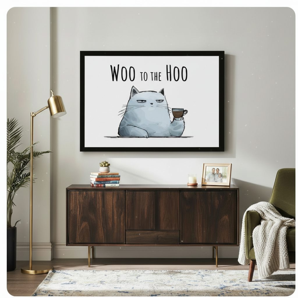 Grumpy Cat Coffee Framed Canvas Wall Art