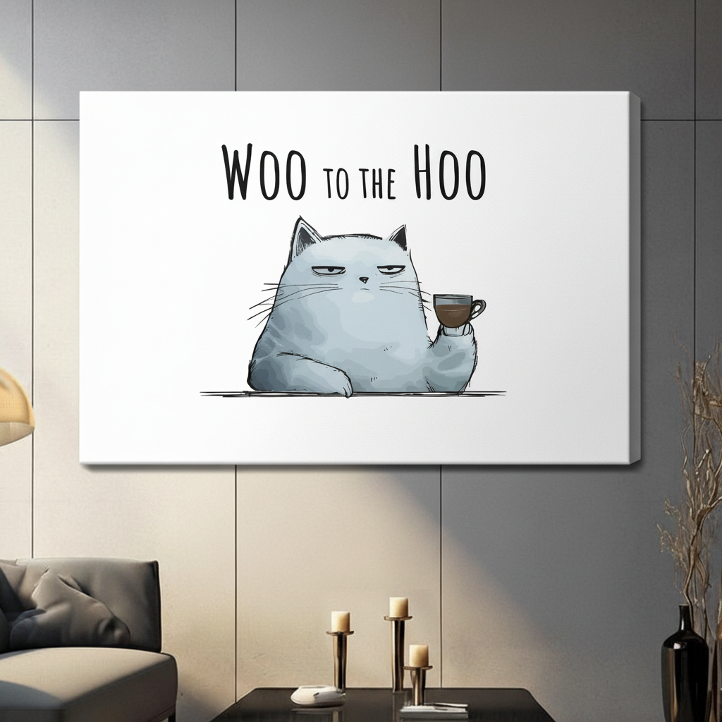 Grumpy Cat Coffee Framed Canvas Wall Art