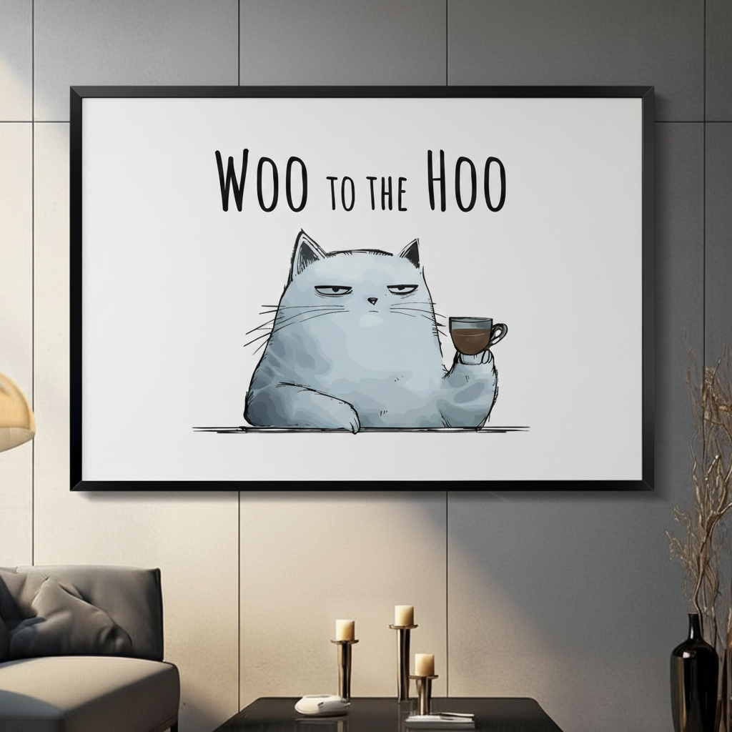 Grumpy Cat Coffee Framed Canvas Wall Art