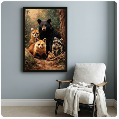 Forest Wildlife Oil Painting Canvas Wall Art