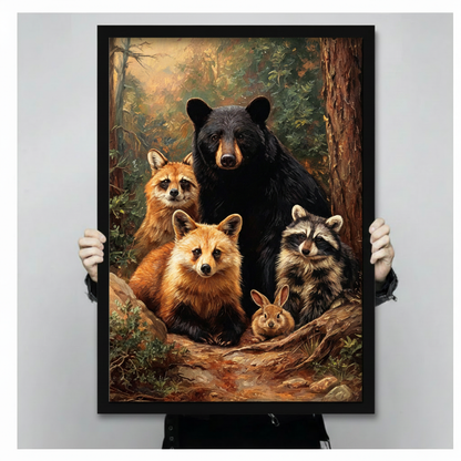 Forest Wildlife Oil Painting Canvas Wall Art