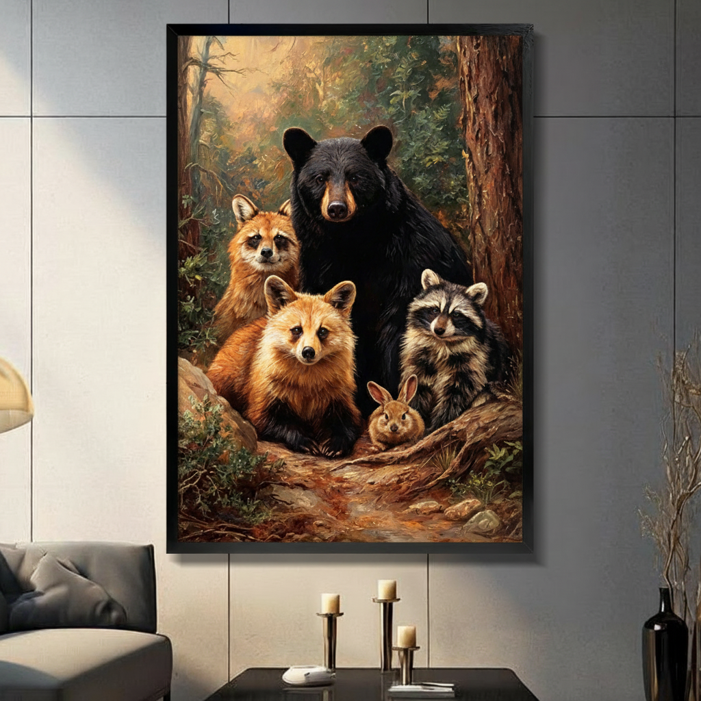 Forest Wildlife Oil Painting Canvas Wall Art