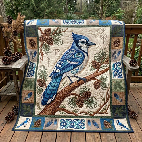 Woodland Blue Jay Quilt Blanket