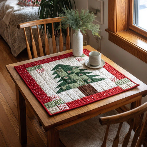 Woodland Christmas Tree Quilted Table Topper