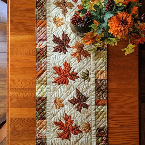 Woodland Leaves Quilted Table Runner