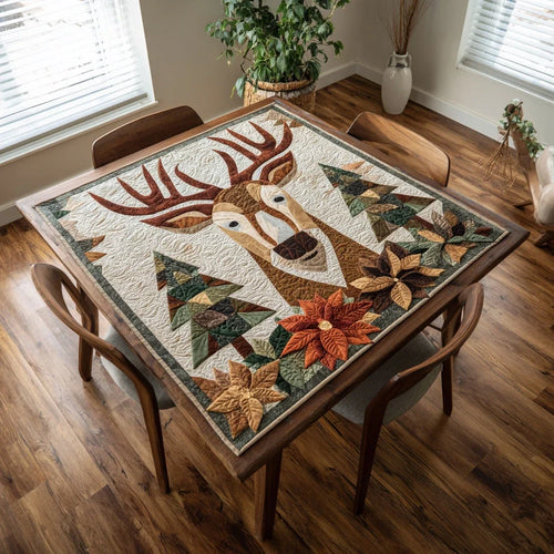 Woodland Reindeer Quilted Table Topper