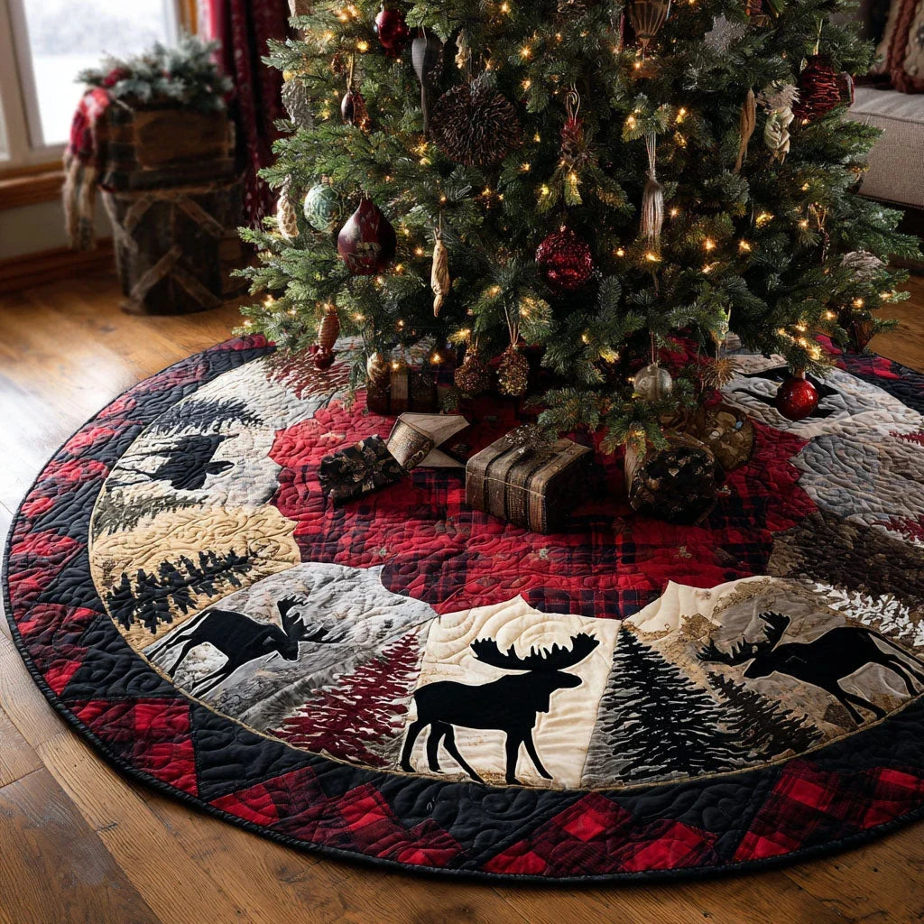 Woodland Serenity Christmas Quilted Tree Skirt