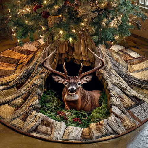 Woodland Stag Christmas Christmas Quilted Tree Skirt