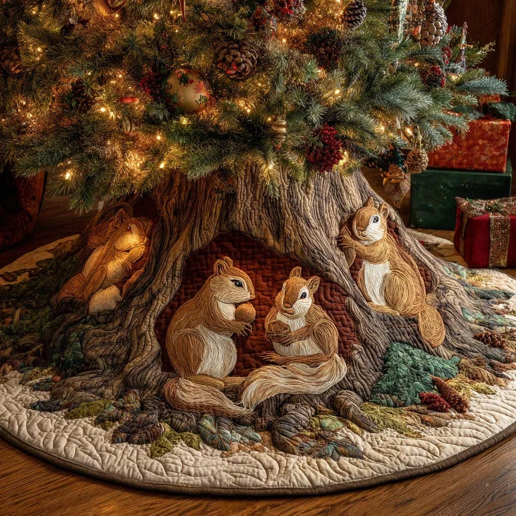 Woodland Wonder Christmas Quilted Tree Skirt