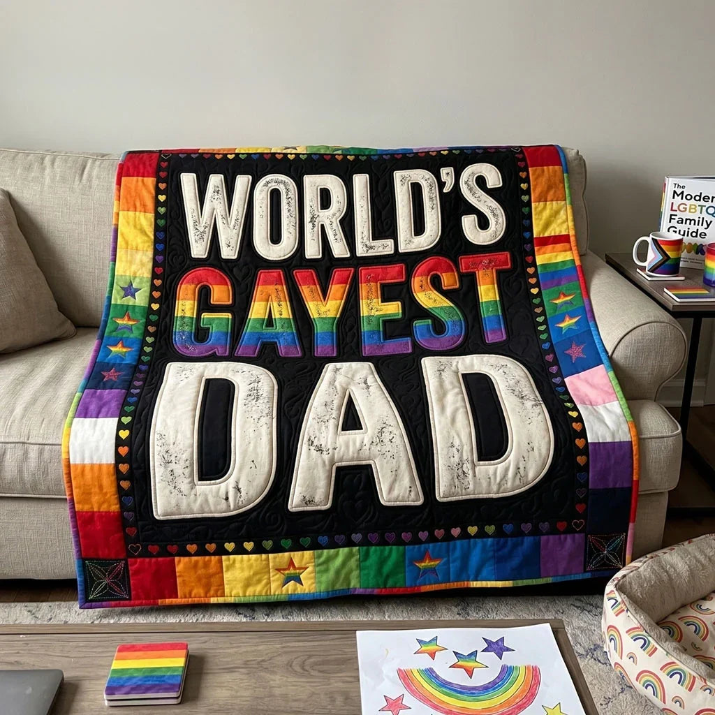 World's Gayest Dad Quilt Blanket