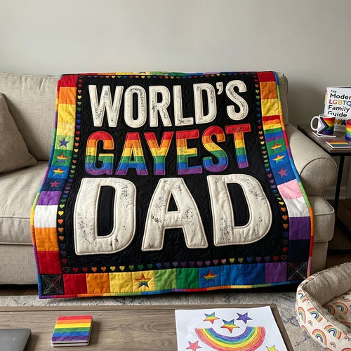 World's Gayest Dad Quilt Blanket