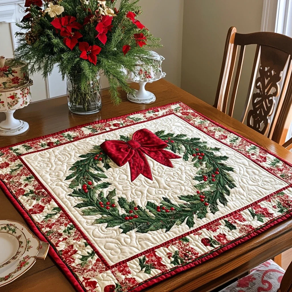 Wreath Charm Quilted Table Topper