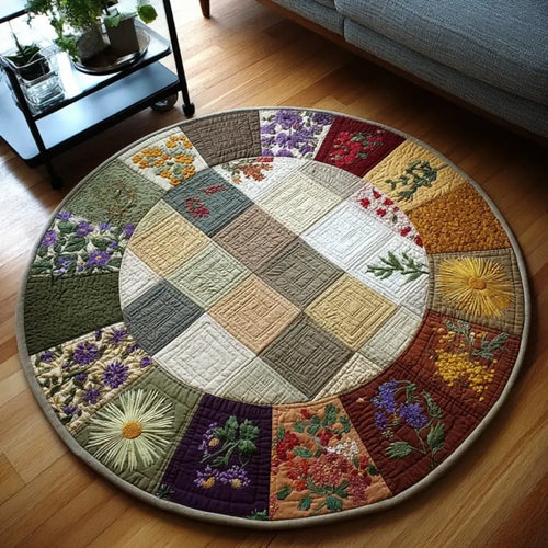 Wreath of Blossoms Quilted Round Mat
