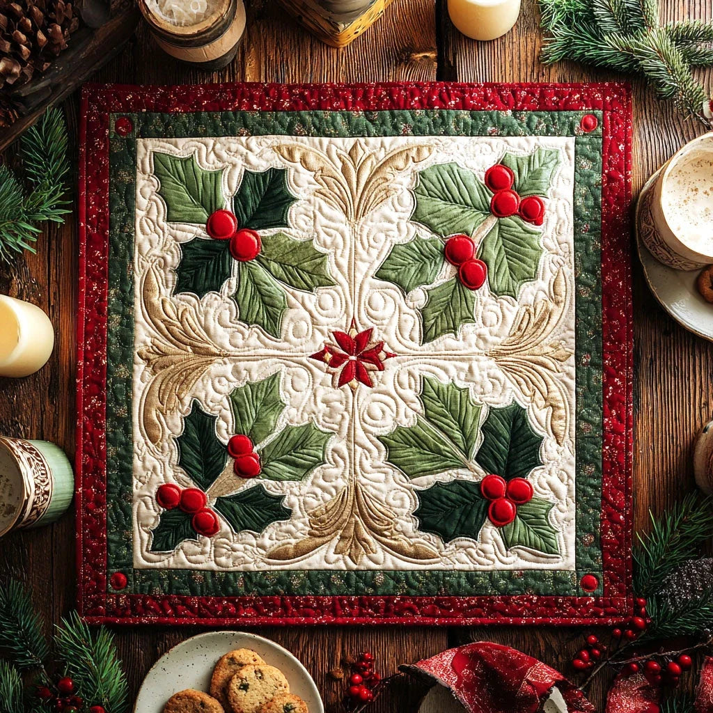 Wreath Symphony Quilted Table Topper