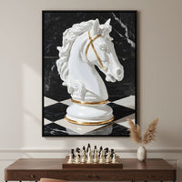 Gilded Knight on Marble Board Canvas Wall Art