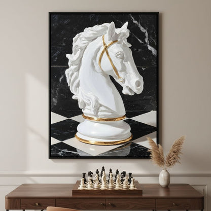 Gilded Knight on Marble Board Canvas Wall Art