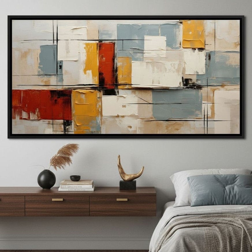 Abstract Ochre Geometry Fields Canvas Wall Art